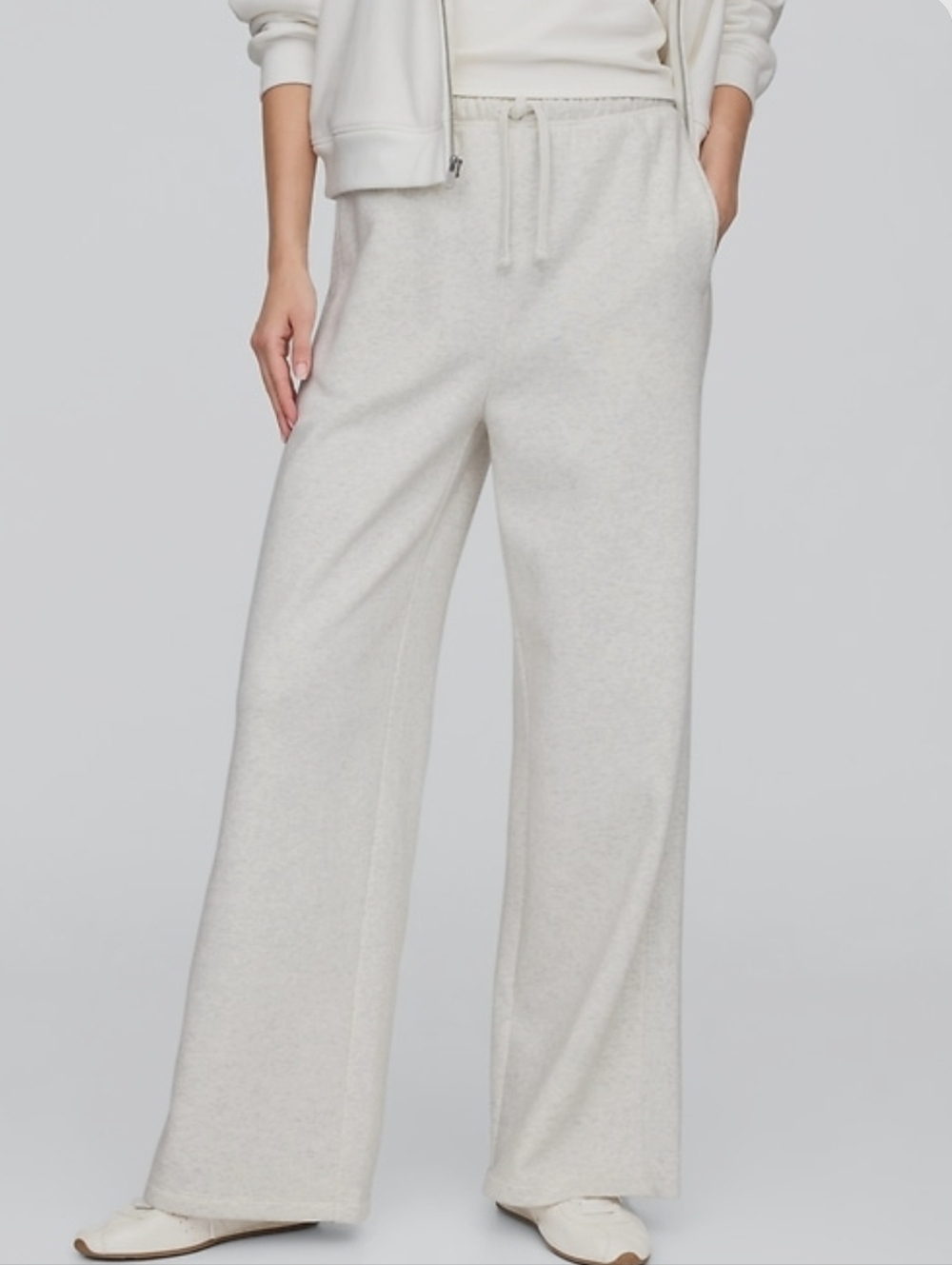 GAP Fleece Rib-Seam Wide-Leg Pants Gray Size Large